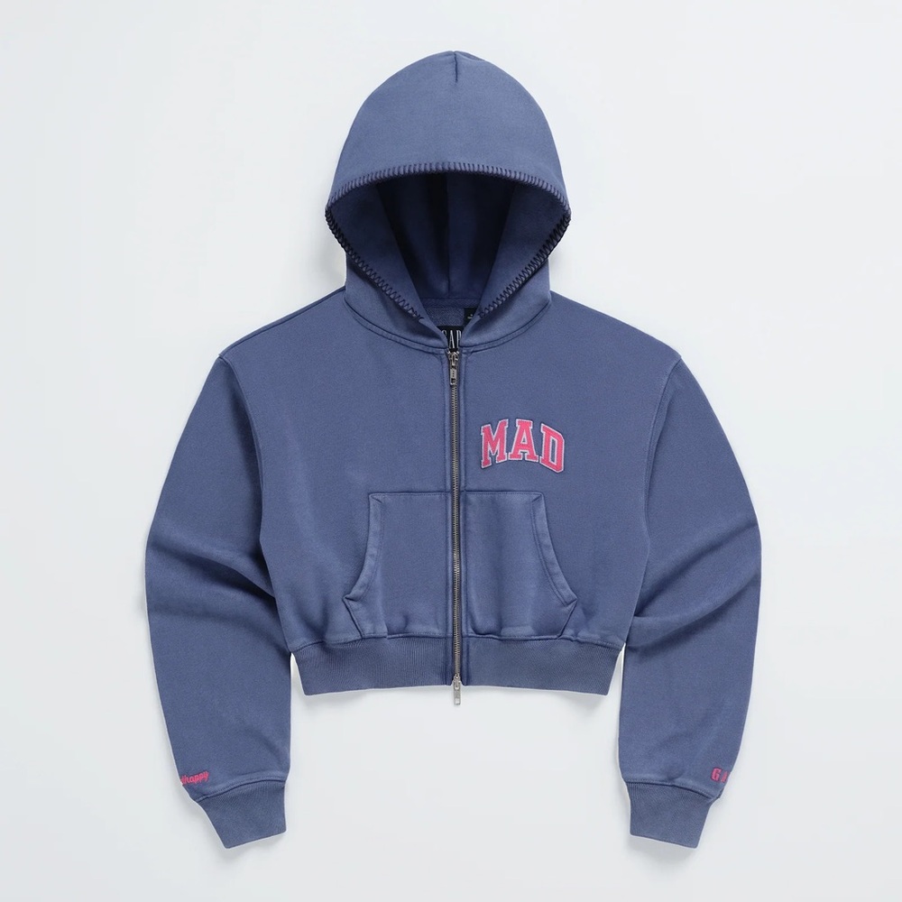 Gap x MadHappy Full Zip Cropped Mad Hoodie Navy Hoodie Women's Size XS-XL